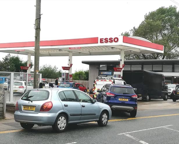 Queuing at the Orrell Esso garage