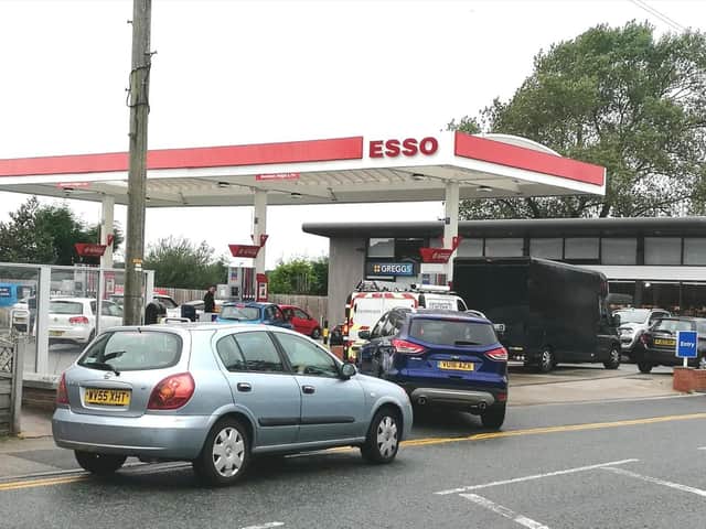 Queuing at the Orrell Esso garage