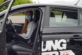 Aimee Crompton-Hesford behind the wheel at a recent Young Driver lesson