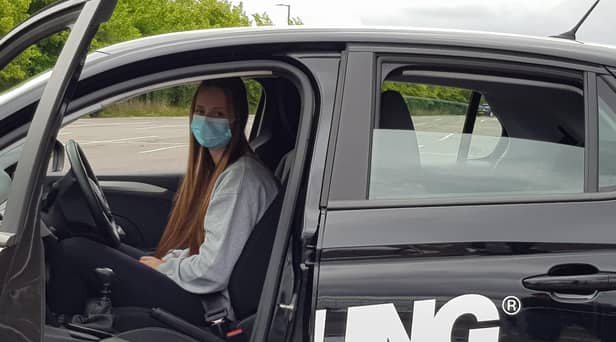 Aimee Crompton-Hesford behind the wheel at a recent Young Driver lesson