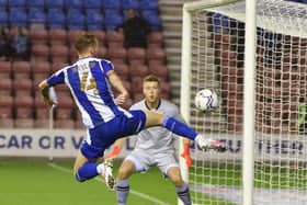 Tom Naylor volleys for goal against Sheffield Wednesday