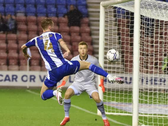 Tom Naylor volleys for goal against Sheffield Wednesday