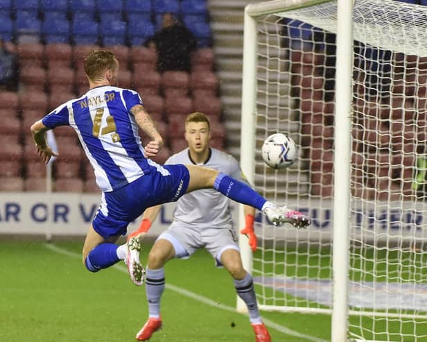 Tom Naylor volleys for goal against Sheffield Wednesday