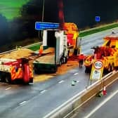 The M6 is currently closed northbound between junctions 14 and 15 near Stafford after a lorry overturned at around 9am
