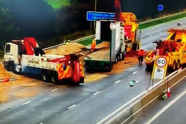 The M6 is currently closed northbound between junctions 14 and 15 near Stafford after a lorry overturned at around 9am