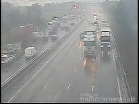 Congestion was building following a collision on the M6 southbound. (Credit: Highways England)