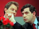 The subjects of a new BBC series Blair & Brown: The New Labour Revolution
pictured at a 1997 election campaign press conference (Johnny Eggitt/AFP/Getty)