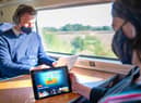 A passenger using their hypnotherapy app Clementine, as the free courses which use visualisation techniques are available on its West Coast Main Line services.
