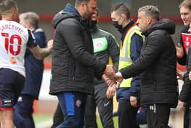 Ian Evatt with his assistant, Latics legend Peter Atherton