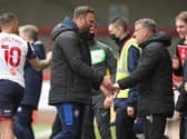 Ian Evatt with his assistant, Latics legend Peter Atherton
