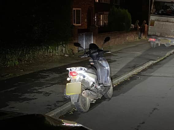 The moped has been seized and the driver has been arrested