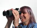 Yvonne Longley of Focalpoint Optics at Leigh Ornithological Society Open Day.