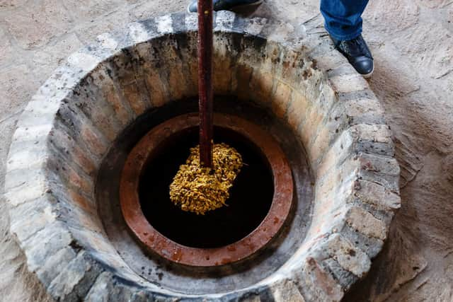 Looking down into in a qvervi in a Georgian winery. Picture: Miles WIllis