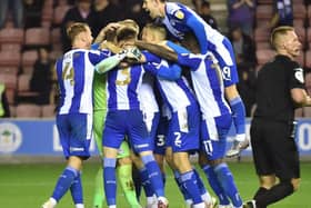 Latics celebrate beating Bolton in the Carabao Cup earlier this season