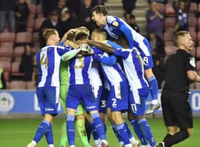 Latics celebrate beating Bolton in the Carabao Cup earlier this season
