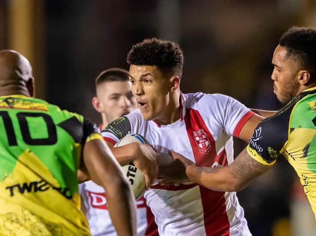 Kai Pearce-Paul in action for England Knights against Jamaica