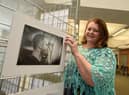 Photographer Petro Bekker at the opening of her exhibtion, Behind Closed Doors, photography exhibition by Petro Bekker, documenting the height of Covid in Wigan hospitals, on display at Wigan Life Centre until 5th November 2021.