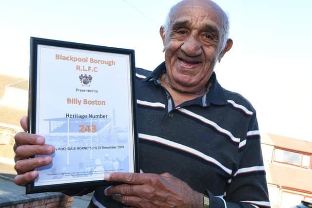 Billy Boston has received a heritage number from Blackpool Borough