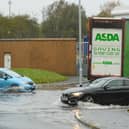 The roundabout outside Asda has flooded