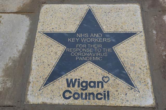 The star on Believe Square, Wigan which commemorates NHS and key workers during the pandemic