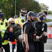 Police intervene at an Insulate Britain demonstration