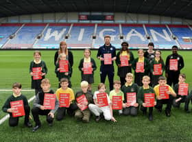 Pupils from Pemberton St Cuthbert’s attended a Show Racism the Red Card event at the DW Stadium