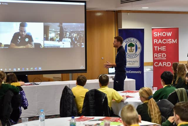 Jordan Cousins spoke to the pupils virtually