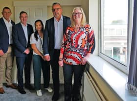 Dave Lyon (assistant director for environment, Wigan Council), Paul Barton (director for environment, Wigan Council), Angie Brabbs (scheme manager, The Rowans), Keith Rimmer (inventor, founder and chief executive, Thermocill), Councillor Susan Gambles (cabinet portfolio holder for housing, Wigan Council)