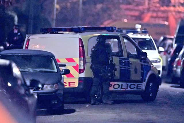 Armed police during an incident at an address in Rutland Avenue in Sefton Park, after an explosion at Liverpool Women's Hospital killed one person and injured another. Three men have been arrested under the Terrorism Act. Picture date: Sunday November 14, 2021.