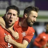 Callum Lang celebrates scoring the winner at Solihull