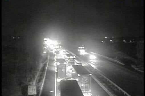 All northbound traffic is being held whilst emergency services work at the scene, between junctions 33 (Galgate, Lancaster South, A6) and 34 (Heysham, Morecambe)