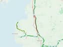 The M6 northbound in Lancashire is closed between junctions 33 (Lancaster South, A6) and 34 (Lancaster, Kirkby Lonsdale, Morecambe, Heysham A683). Pic: Google
