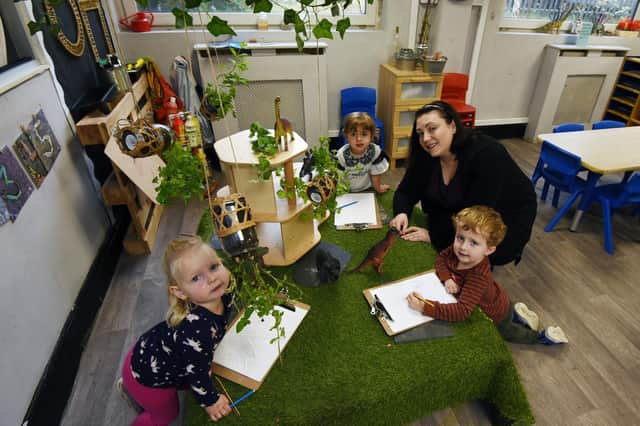 Nursey manager Shana Selby with children at Little Owls
