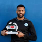 Curtis Tilt with his 'League One goal of the month' award for October