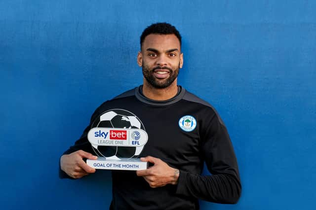 Curtis Tilt with his 'League One goal of the month' award for October