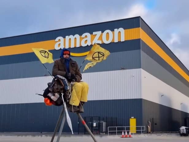 Extinction Rebellion activists blockading one of the UK's largest Amazon depots