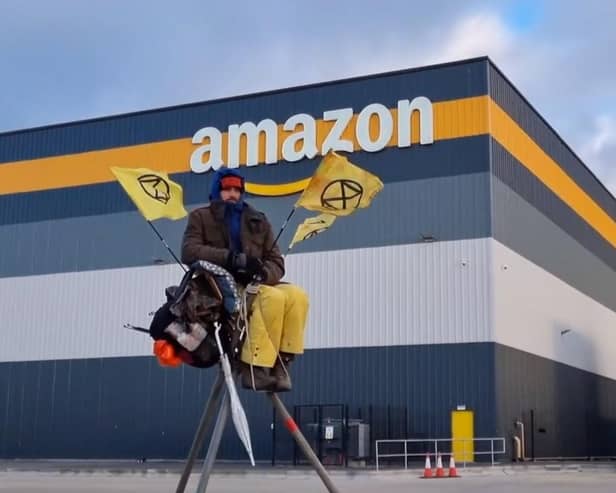 Extinction Rebellion activists blockading one of the UK's largest Amazon depots