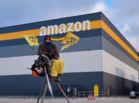 Extinction Rebellion activists blockading one of the UK's largest Amazon depots