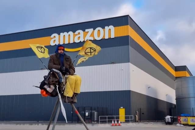 Extinction Rebellion activists blockading one of the UK's largest Amazon depots