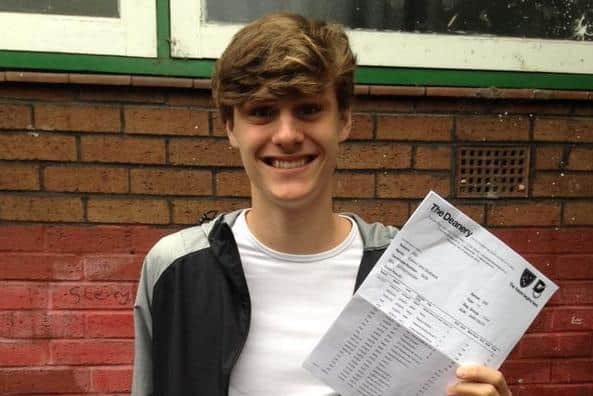 Connor on GCSE results day at the Deanery High
