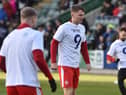 Jason Kerr warming up before the Plymouth game