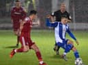Scott Smith gets stuck in at Accrington