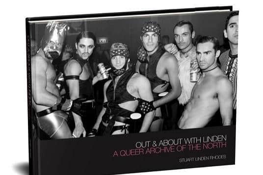 Out and About with Linden book cover (featuring dancer Louie Spence on the right)