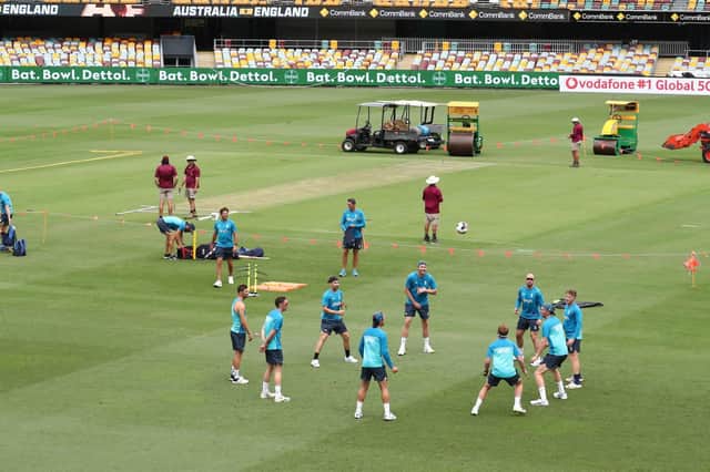 England warming up at The Gabba this week