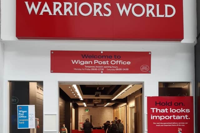 The post office with the old Warriors shop livery still intact