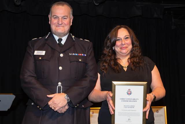 Suzanna Smith, (right) with Chief Constable Steven Watson