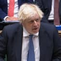 Prime Minister Boris Johnson speaks during Prime Minister's Questions in the House of Commons earlier today