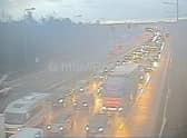One M6 lane (lane 1 of 3) has been closed after an accident on the northbound carriageway just before junction 28 in Leyland