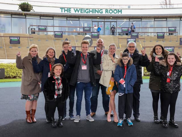 Keely Hodgkinson, Barrie Wells and guests in the winners’ enclosure at Aintree on Saturday