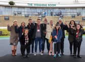 Keely Hodgkinson, Barrie Wells and guests in the winners’ enclosure at Aintree on Saturday